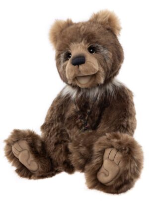 Charlie Bears Mr Adams Plush Jointed Giggler Bear wearing Necklace with Key+