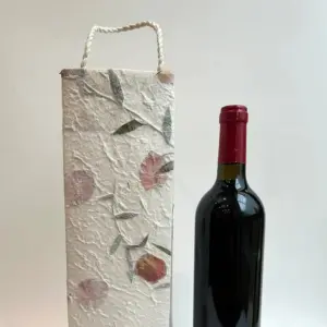 Pretty Floral Mulberry Paper Wine Gift Bag - Elegant & Sustainable