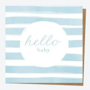 New Baby Card - Watercolour Blue Stripes