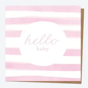 New Baby Card - Watercolour Pink Stripes