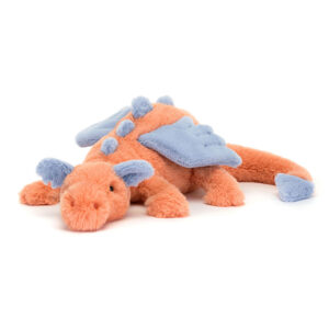 Jellycat PERS2DD Persimmon Dragon Large Coral and Blue Plush Soft Toy