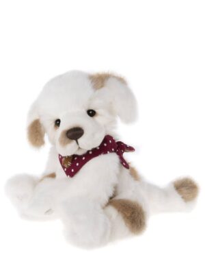Charlie Bears Piglit White and Tan Plush Jointed Puppy wearing Neckerchief