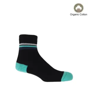 Soft & Comfortable Quarter Crew Men's Organic Black Sport Socks