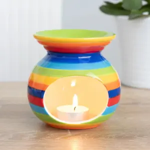 Rainbow Stripe Oil Burner - Add Color & Fragrance to Your Home