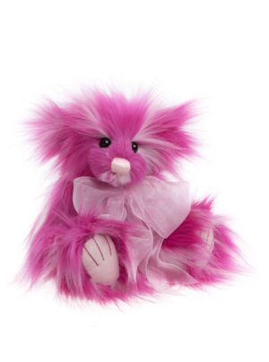 Charlie Bears Raspberry Cupcake Pink Plush Jointed Bear with Organza Ribbon Bow +