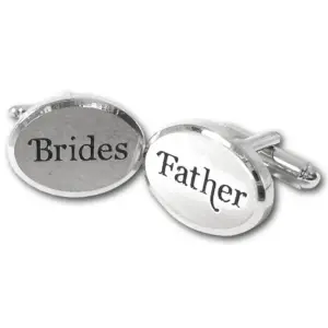 Elegant Rhodium Oval Cufflinks for Brides Father Gift