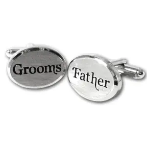 Elegant Rhodium Oval Shaped Grooms Father Cufflinks Gift
