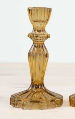 Amber Glass Candle Holder - Elegant 15.8cm Tapered Design