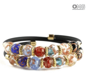 Bracelet Serena Double - Murano Glass Multicolor with Aventurina