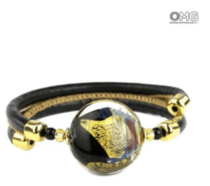 Gold Age Murano Glass Bracelet - Chalcedony Glass Jewelry