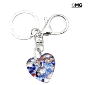 Original Murano Glass Keychain - Silver Leaf Fusing Art