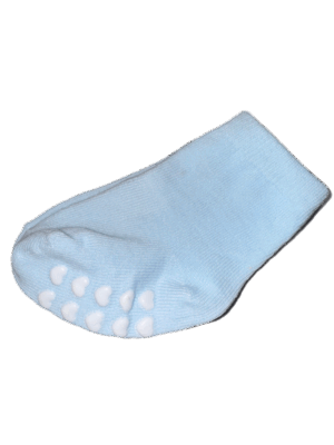 Set of Two Pairs of Baby Socks - One with Soft Rubber Soles for Learning to Walk Blue