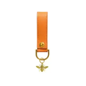 Bee Leather Keyring in Orange with Gold Hardware - Stylish Accessory