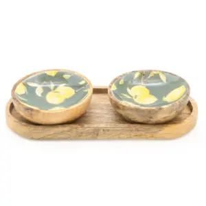 Small Mango Wood Dipping Bowls On Tray – Sicilian Orchard