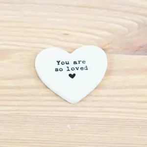 So Loved Heart Token, 4cm - Meaningful Ceramic Gift