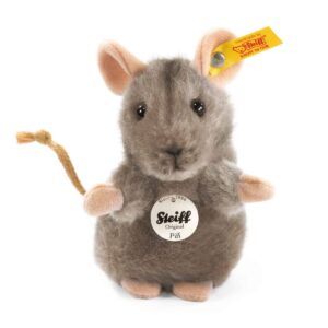 Steiff 056222 Piff GREY Plush  Mouse Sitting Soft Toy
