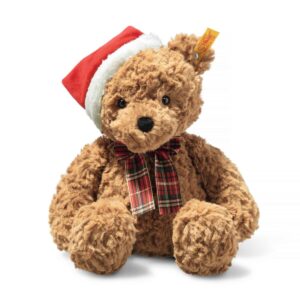 Steiff 113239 Jimmy Bear Christmas Brown Soft Cuddly Plush with Santa Hat