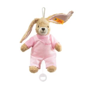 Steiff 237584 Hoppel Rabbit Music Box Pink for Baby