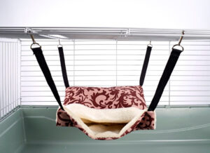 Pet Rat Ferret Chinchilla Fluffy Lined Hammock with Pouch - Damask | Little Friends