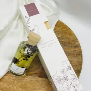 Luxury Glass Bottle Botanical Reed Diffuser Wild Rhubarb & Plum