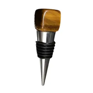 Tiger's Eye Metal Wine Bottle Stopper - Elegant & Unique