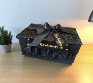 Corporate Branded Lined Hamper and Ribbon Black