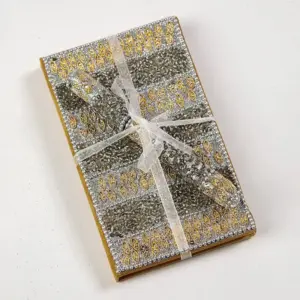 Cream and Gold Beaded Notebook and Pen Set | Elegant Gift