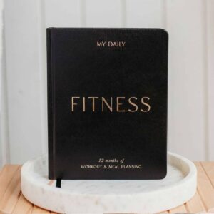 Black Daily Fitness Planner - Elegant Vegan Leather Guide