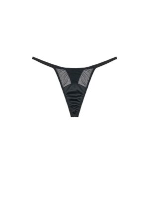 Fleur Du Jour Black Silk Thong