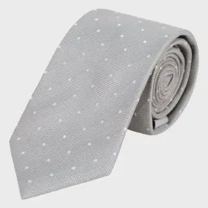 City Pin Spot Silk Tie Grey