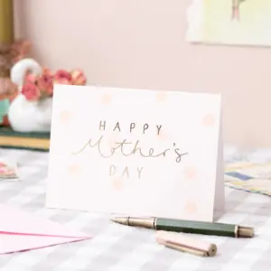 Happy Mother's Day Gold Foil Card with Peach Polka Dots
