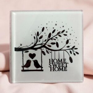 Home Sweet Home 2 Birds | 10cm Glass Coaster