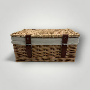 Natural Lined Wicker Hamper Brown Leather Straps 20''