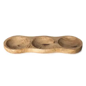 Triple Dip Dish - Handcrafted Mango Wood Elegance