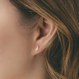 Moon Stud Earrings | 22ct Gold Vermeil