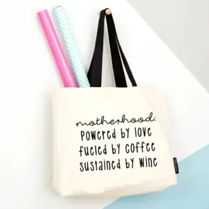 Large Motherhood Tote Bag - Humorous & Stylish Wine Tote