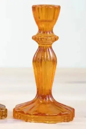 Orange Glass Candle Holder - Elegant 15.8cm Tapered Design