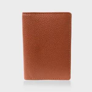 Pebble Grain Leather Passport Holder | Travel Accessory in Tan
