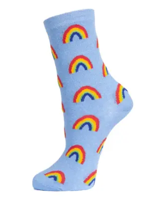 Womens Sparkly Rainbow Socks Glitter Ankle