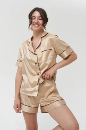 Silky Satin Luxurious Pyjamas in Gold