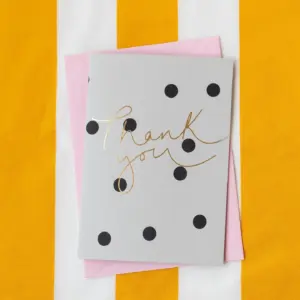 Thank You Gold Foil Grey Polka Dot Card for All Occasions