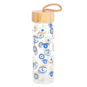 All Seeing Eye Reusable Glass Water Bottle for Good Luck