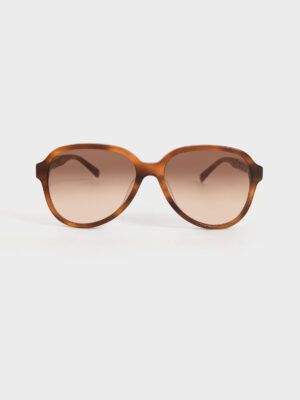 Charles & Keith - Metallic Braided Temple Acetate Aviator Sunglasses