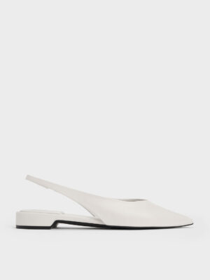 Charles & Keith - Pointed-Toe High-Vamp Slingback Flats