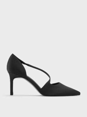 Charles & Keith - Satin Asymmetric-Strap D’Orsay Stiletto Pumps