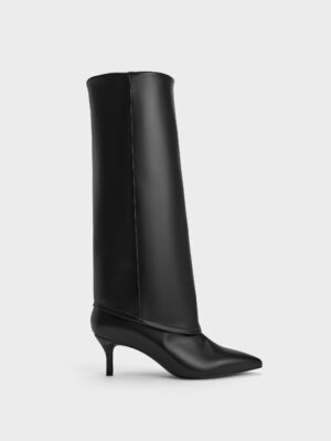 Charles & Keith - Pointed-Toe Stiletto-Heel Knee-High Boots