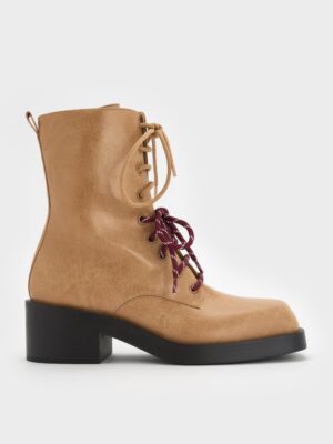 Charles & Keith - Logan Double-Lace Mid-Calf Combat Boots