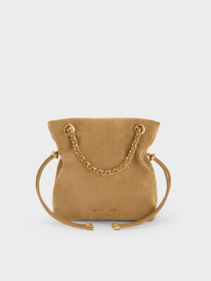 Charles & Keith - Arya Recycled Suede Braided-Strap Double-Handle Crossbody Bag