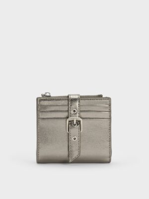 Charles & Keith - Blaise Metallic Grommet-Belt Top-Zip Small Wallet