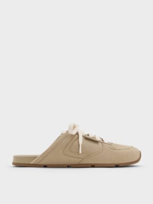 Charles & Keith - Textured Lace-Up Slip-On Sneakers